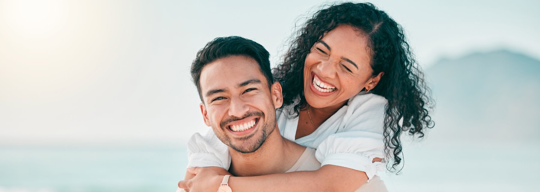 Smiling Couple Stands On The Beach at Meadville Pennsylvania