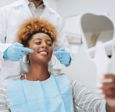 Smiling Woman In a Dentist Chair at Meadville Pennsylvania