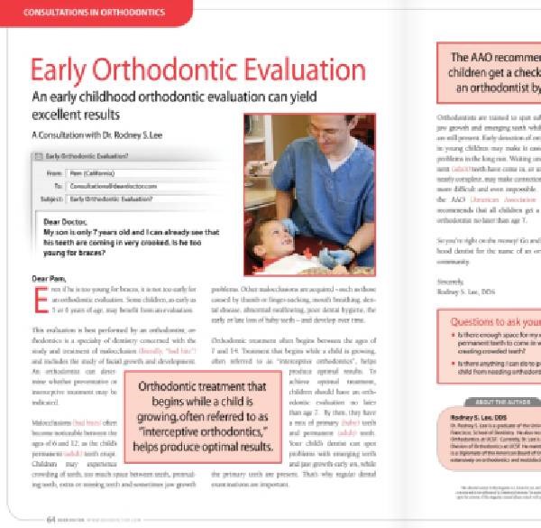 Early Orthodontic Evaluation Article at Meadville Pennsylvania