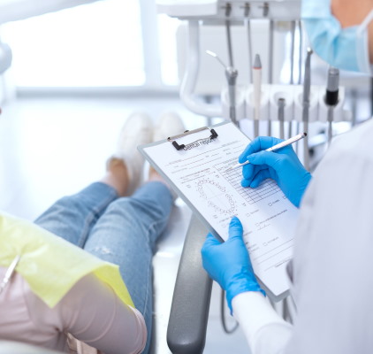 Woman Seated In A Dental Chair at Meadville Pennsylvania