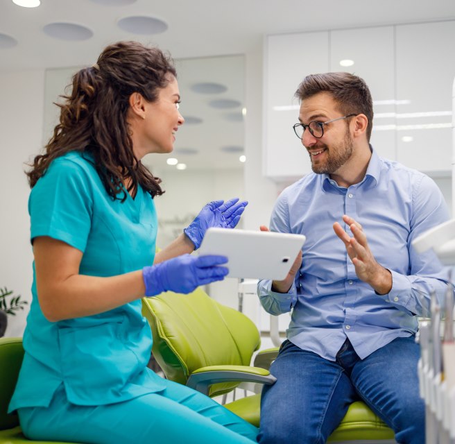 Man and Woman Converse In a Dental Office at Meadville Pennsylvania